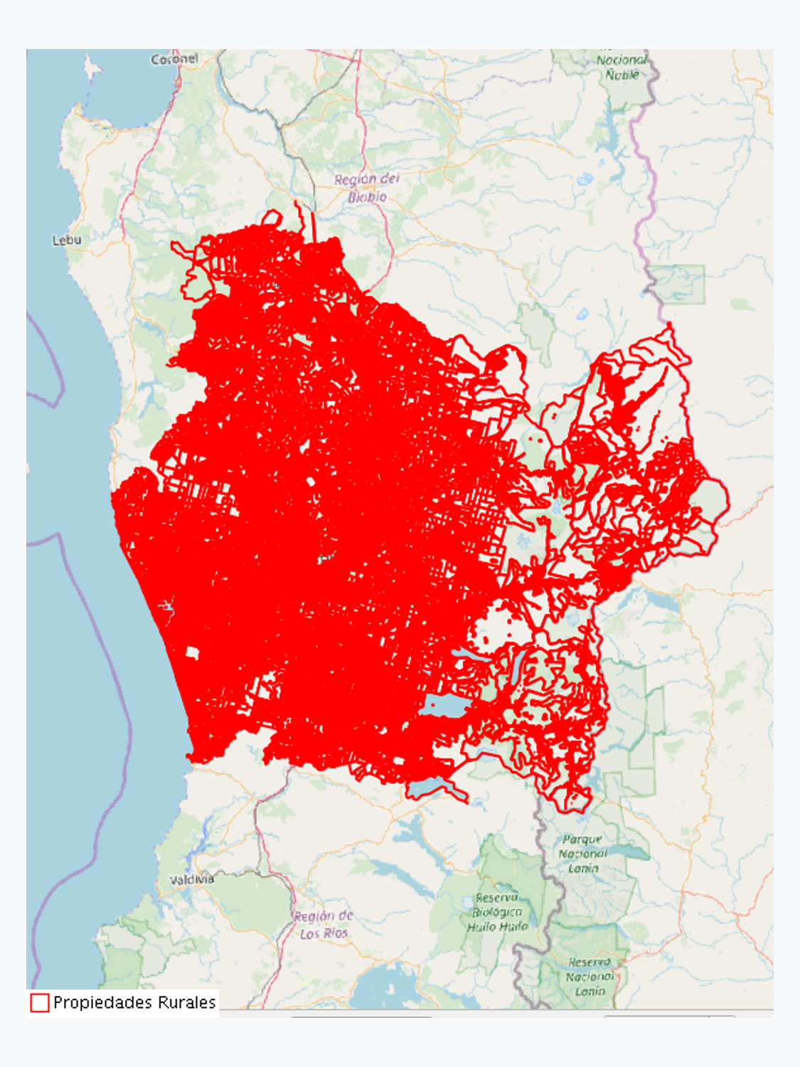 Catastro Gráfico de la Propiedad Rural 1:10.000, Región de la Araucanía, año 2013